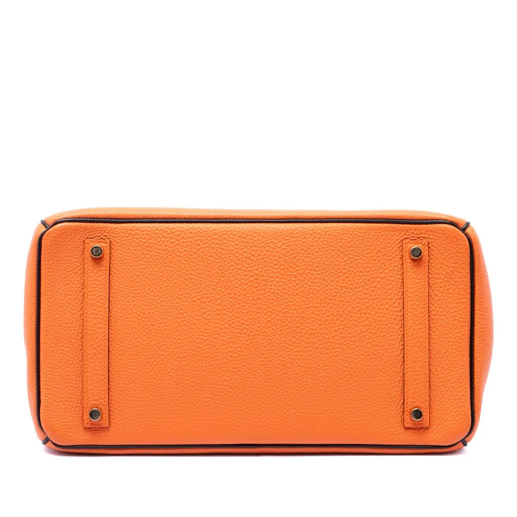 Hermès Special Order Bicolor Clemence Birkin Retourne 35 Orange Leather Good - Inside View