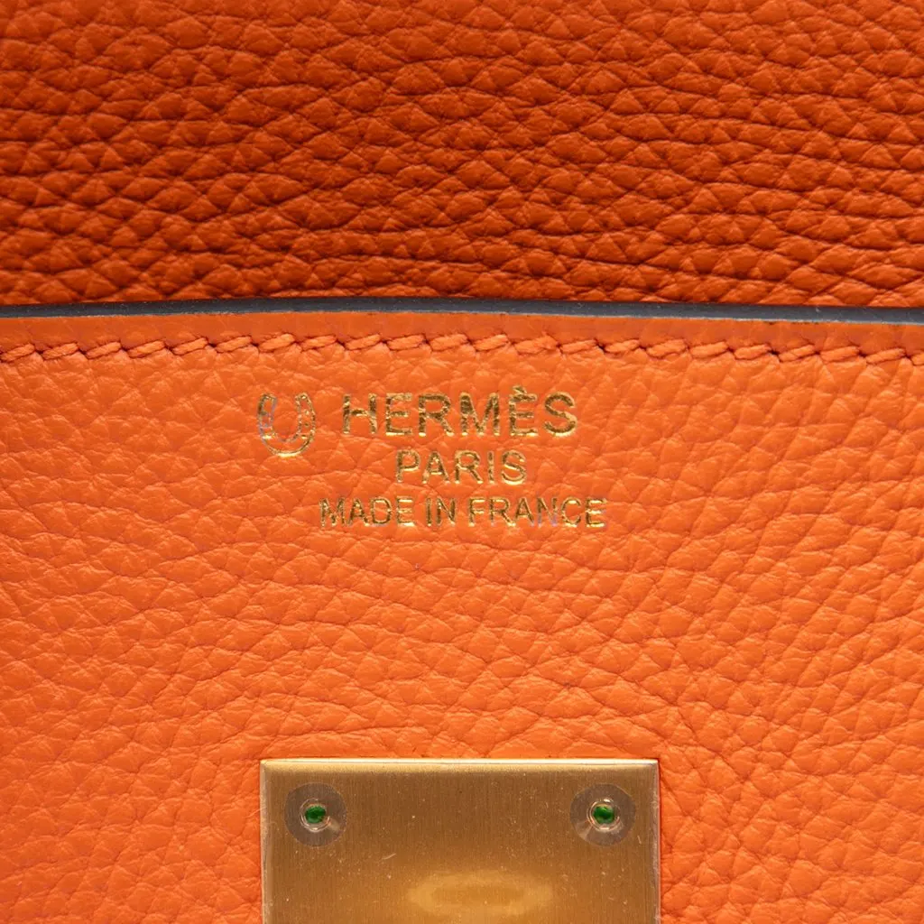 Hermès Special Order Bicolor Clemence Birkin Retourne 35 Orange Leather Good - Box View