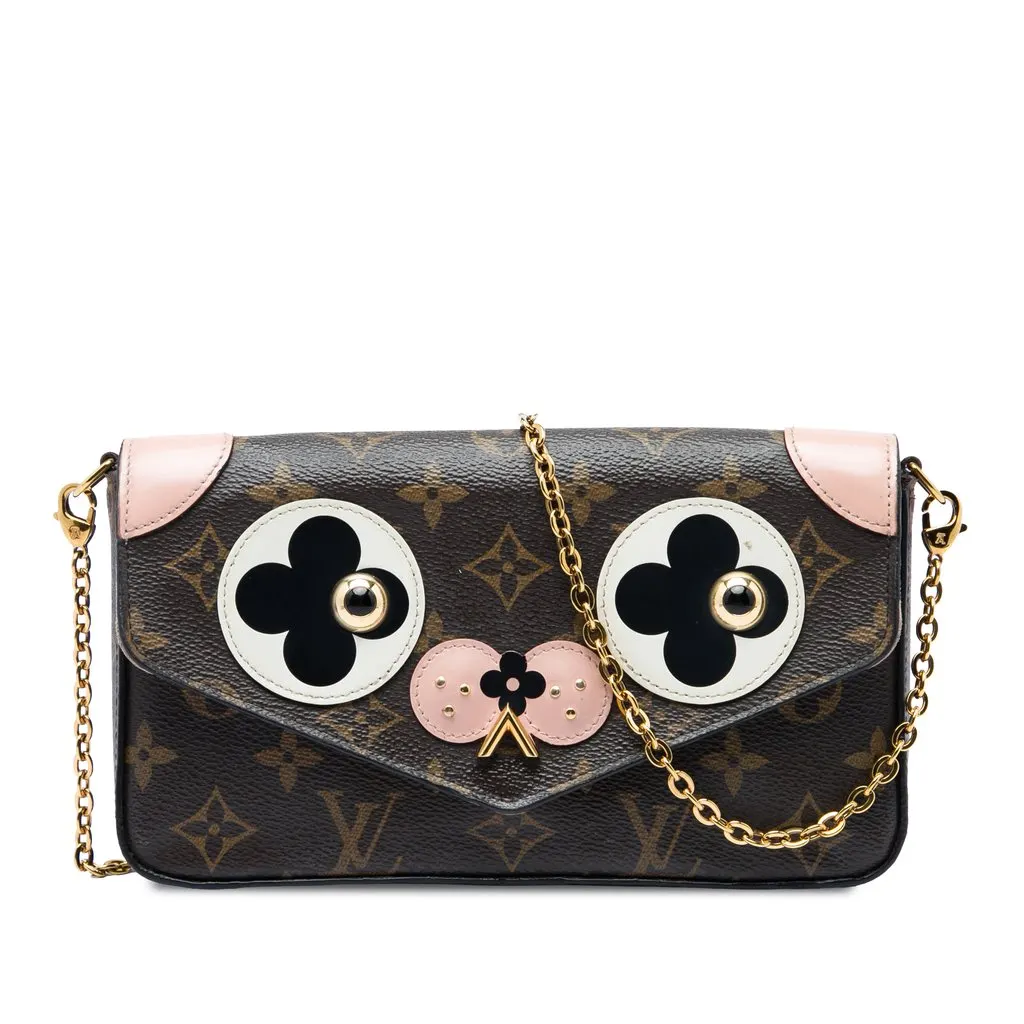 Louis Vuitton Monogram Pochette Felicie Valentine Dog Brown Canvas Very good - Front View