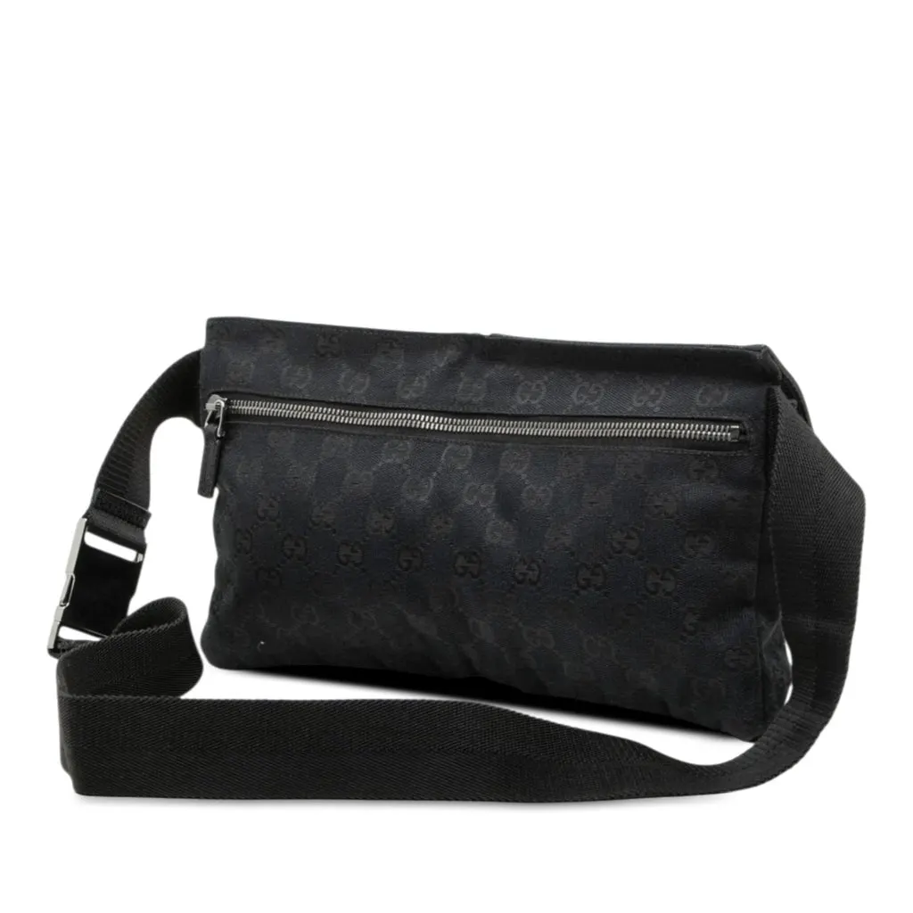 Gucci GG Canvas Double Pocket Belt Bag Black Canvas Very good - Back View