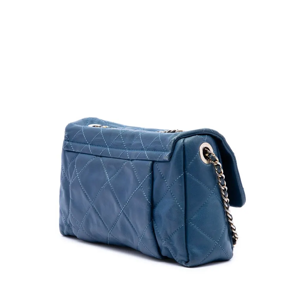 Chanel Small Quilted Iridescent Calfskin Chic Quilt Flap Blue Leather Very good - Back View