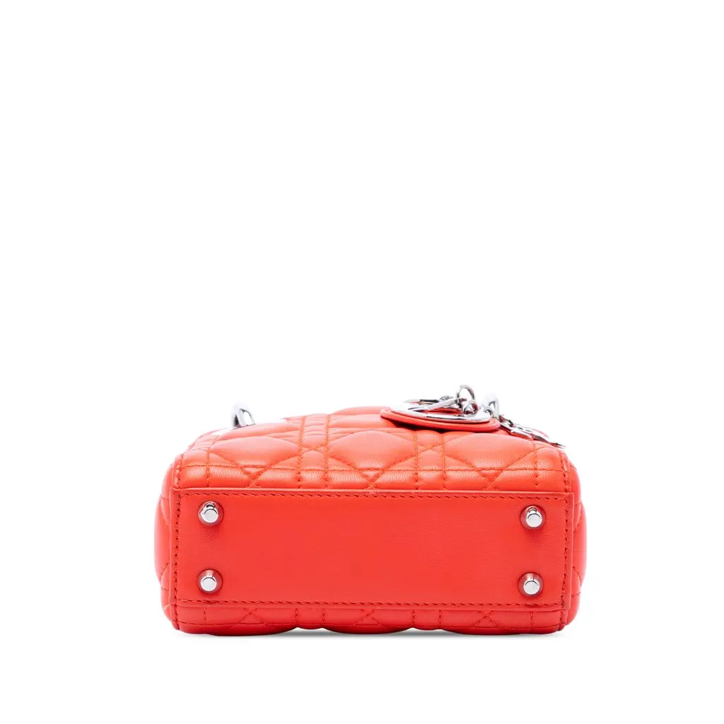 Dior Micro Lambskin Cannage Lady Dior Orange Leather Very good - Inside View