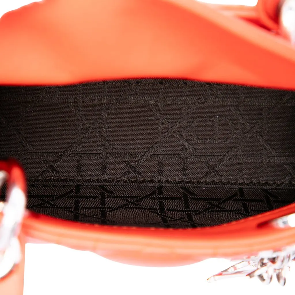 Dior Micro Lambskin Cannage Lady Dior Orange Leather Very good - Model View