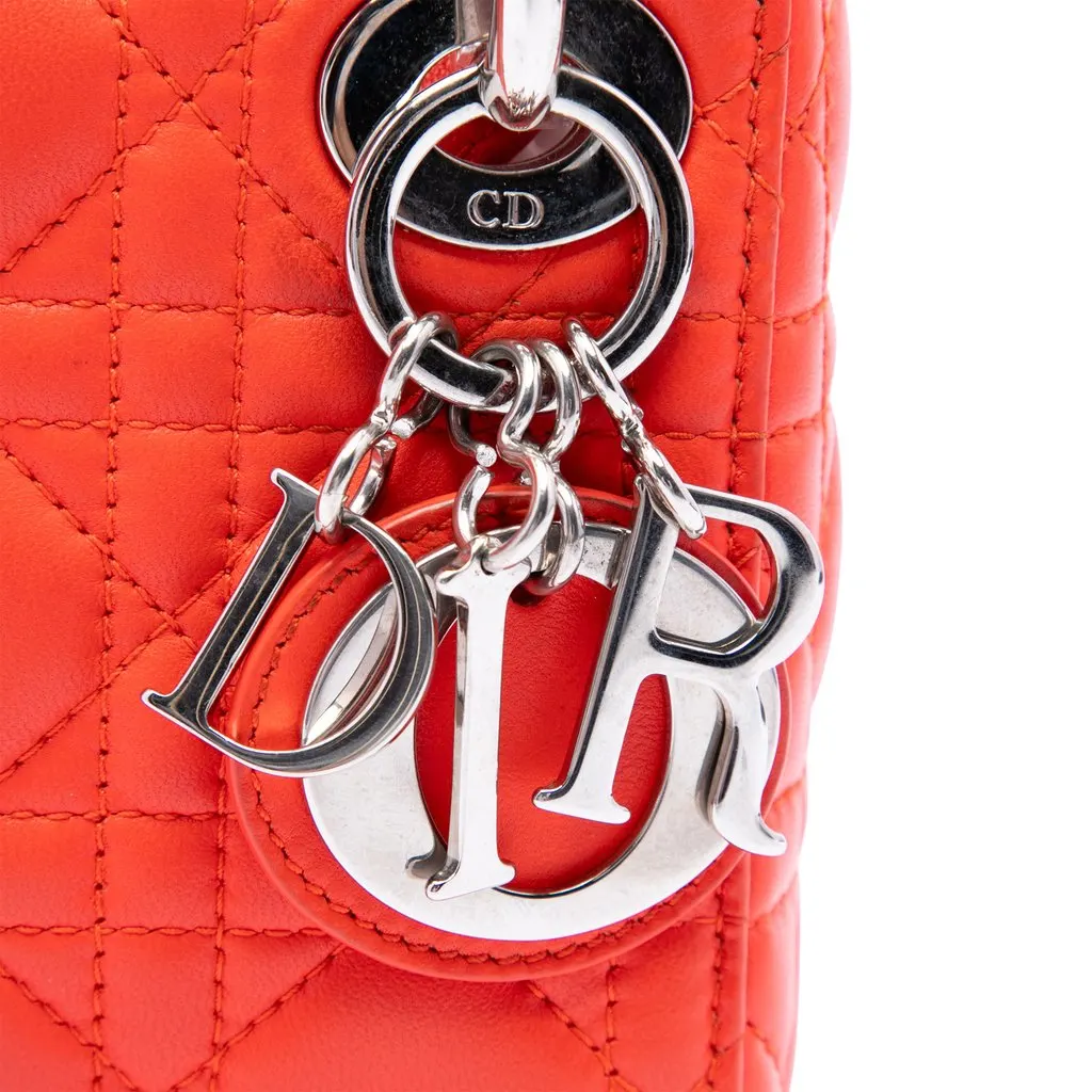 Dior Micro Lambskin Cannage Lady Dior Orange Leather Very good - Box View