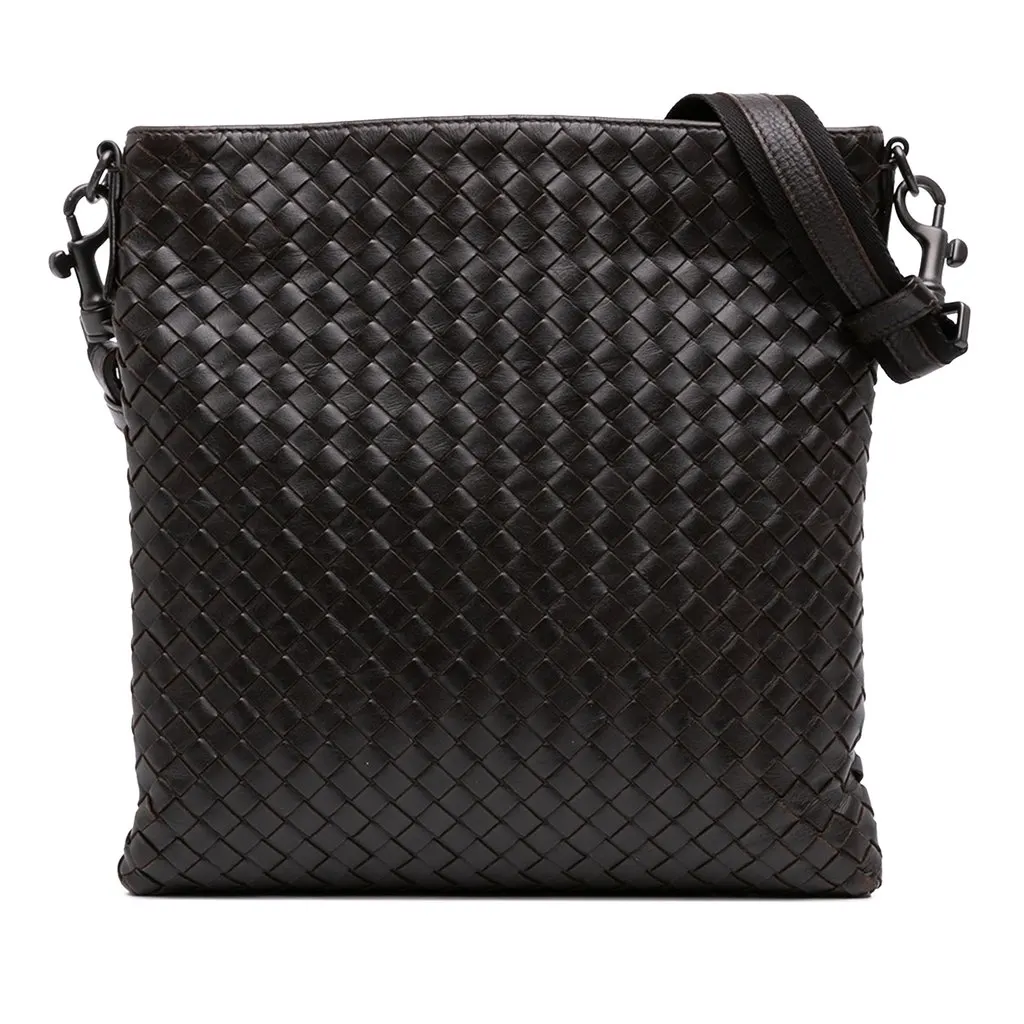 Bottega Veneta Nappa Intrecciato VN Crossbody Brown Leather Good - Front View