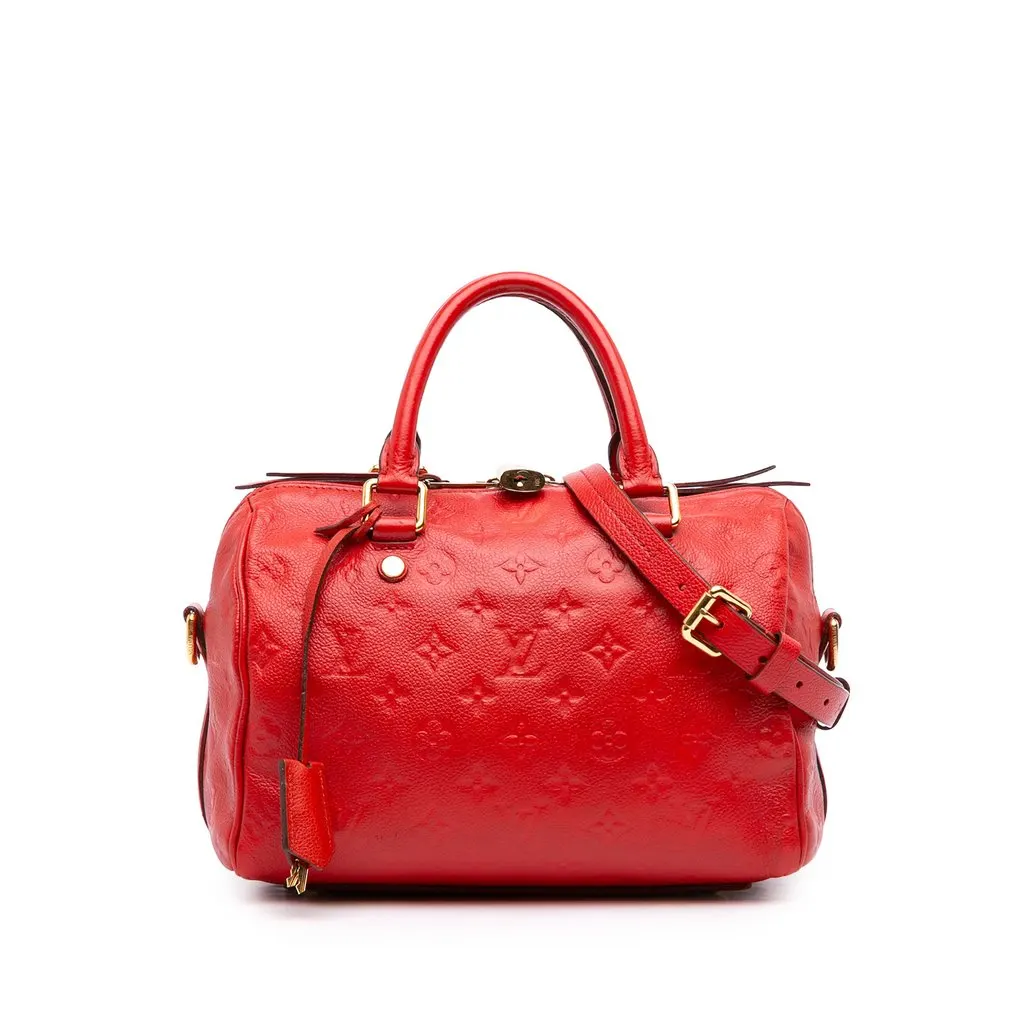 Louis Vuitton Monogram Empreinte Speedy Bandouliere 25 Red Leather Good - Front View