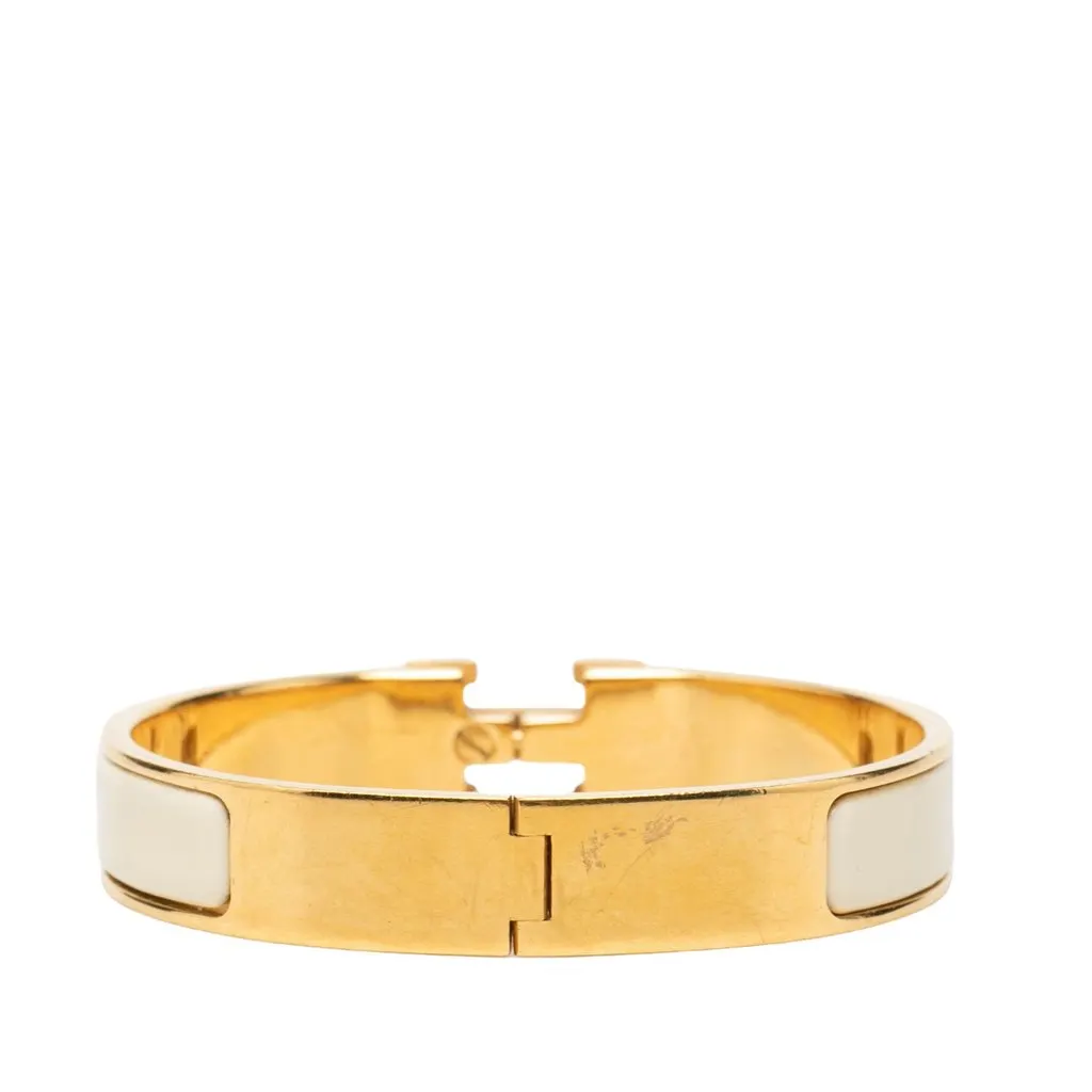 Hermès Narrow Enamel Clic H Bracelet PM White Enamel Very good - Inside View