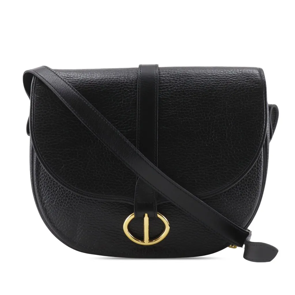 Dior Leather Flap Crossbody Black Leather Very good - Front View