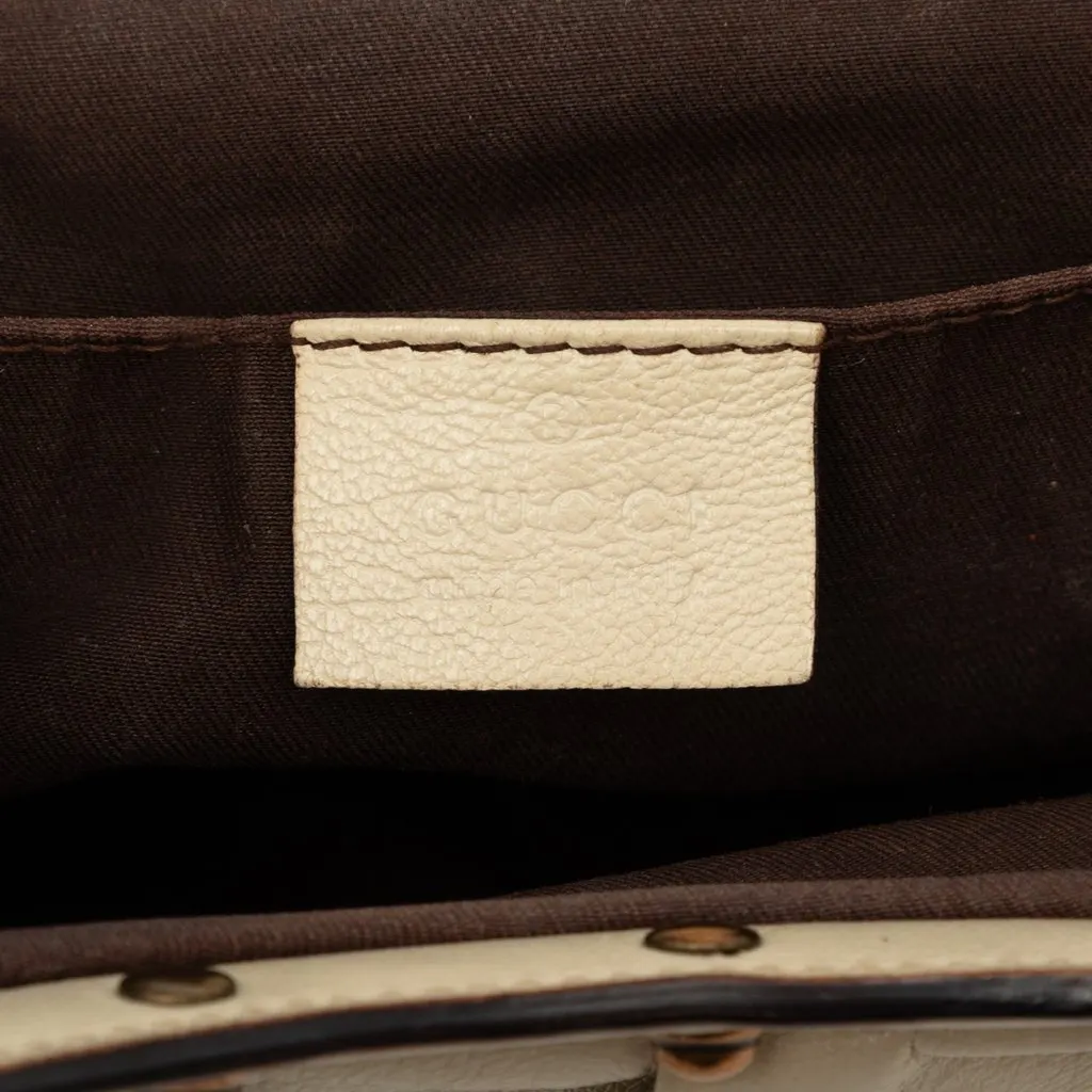 Gucci Studded Calfskin Bamboo Hobo Beige Leather Very good - Box View