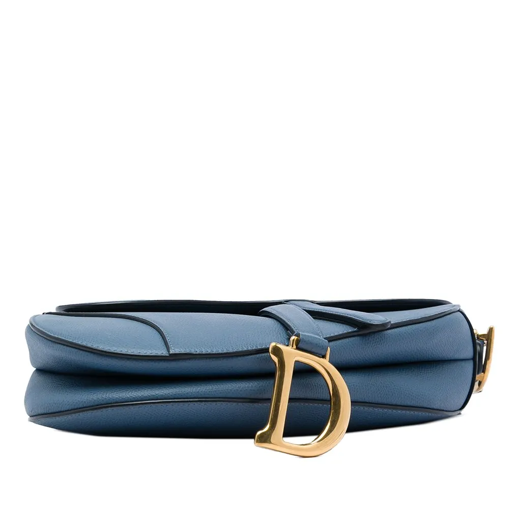 Dior Grained Calfskin Saddle Bag Blue Leather Good - Inside View