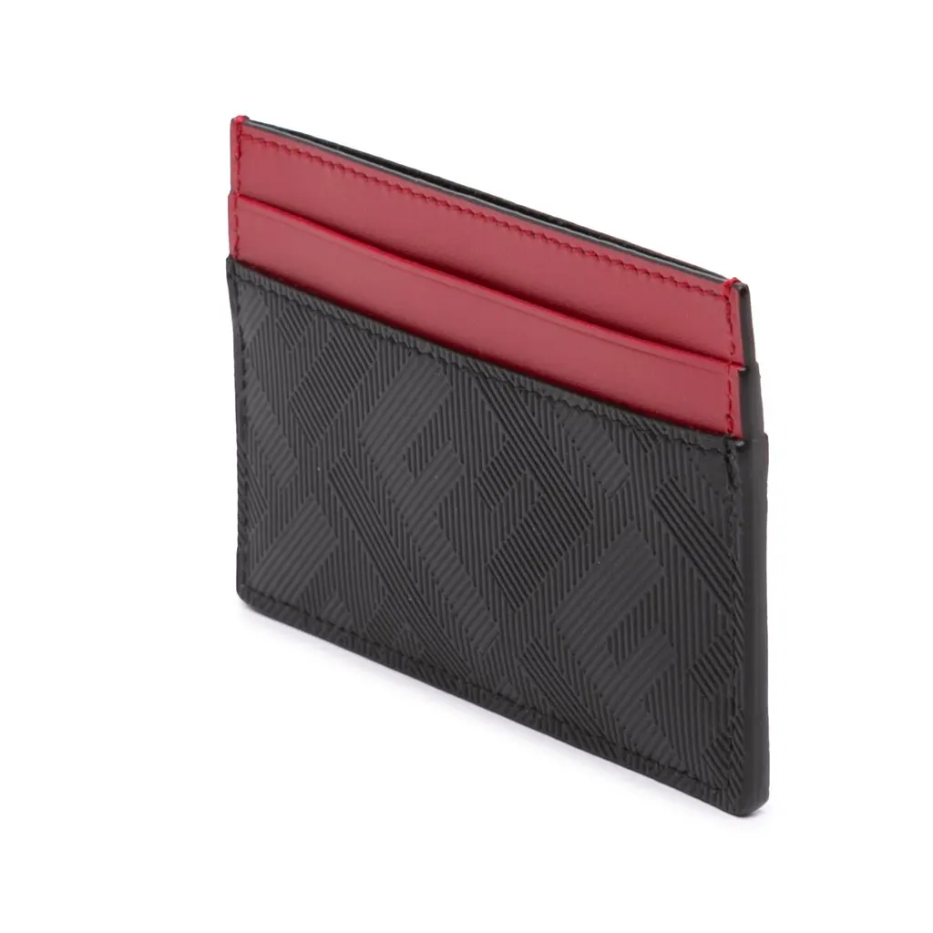 Fendi Zucca Shadow Calfskin Colorblock Card Holder Black Leather Good - Back View