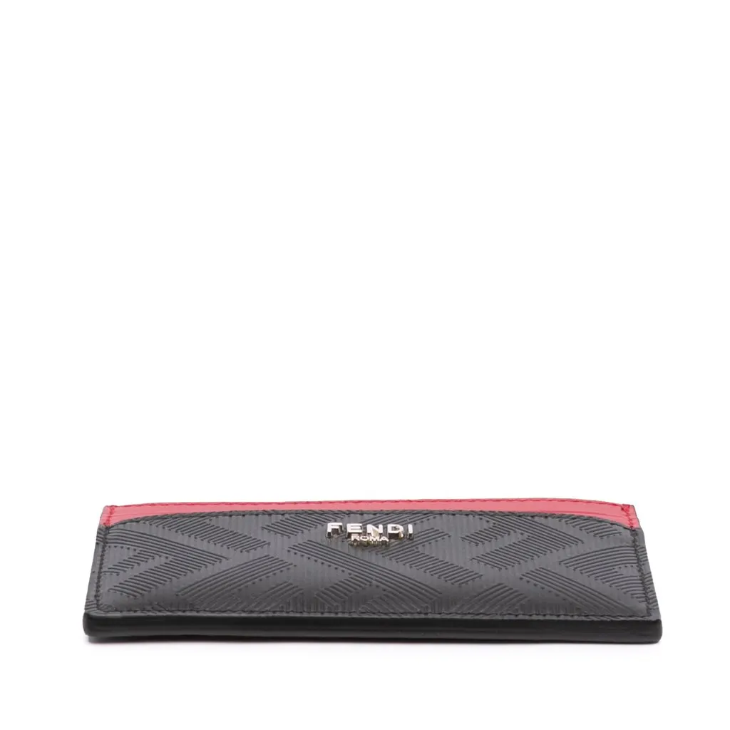 Fendi Zucca Shadow Calfskin Colorblock Card Holder Black Leather Good - Inside View
