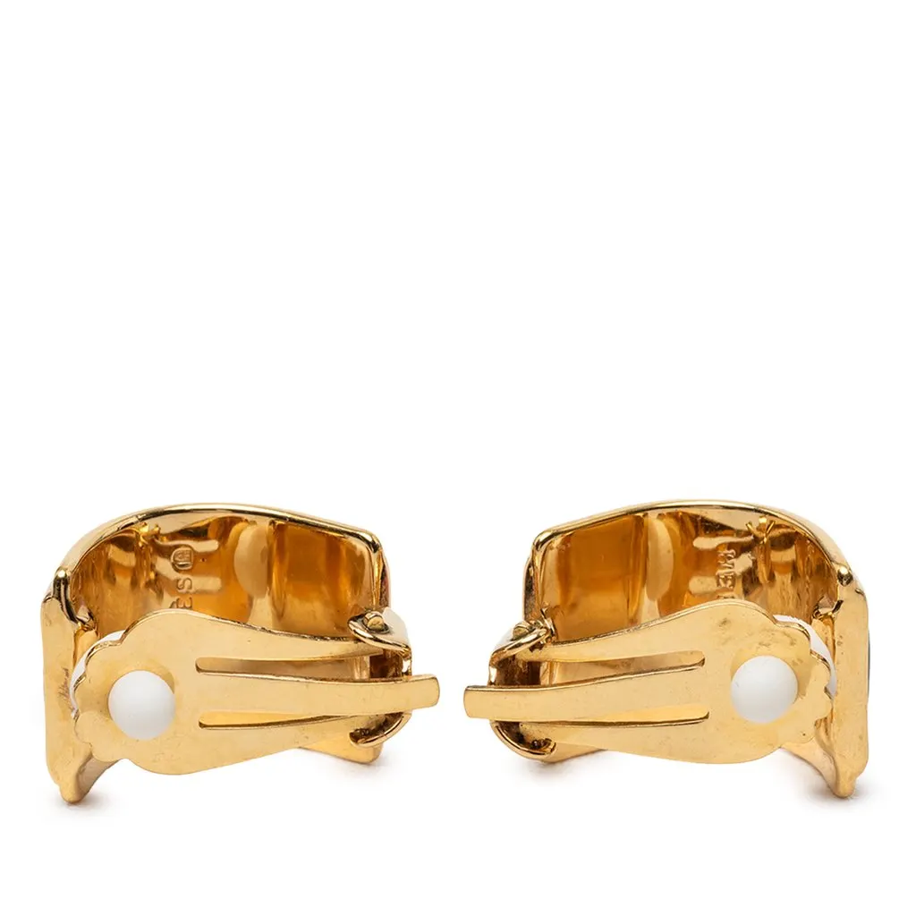 Hermès Gold Plated Enamel Cloisonne Clip On Earrings Gold Metal Very good - Back View