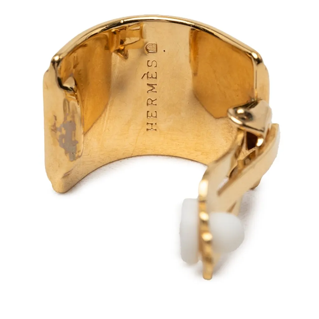 Hermès Gold Plated Enamel Cloisonne Clip On Earrings Gold Metal Very good - Inside View