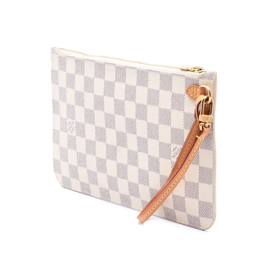 Louis Vuitton Damier Azur Neverfull MM Pouch White Canvas Very good - Back View