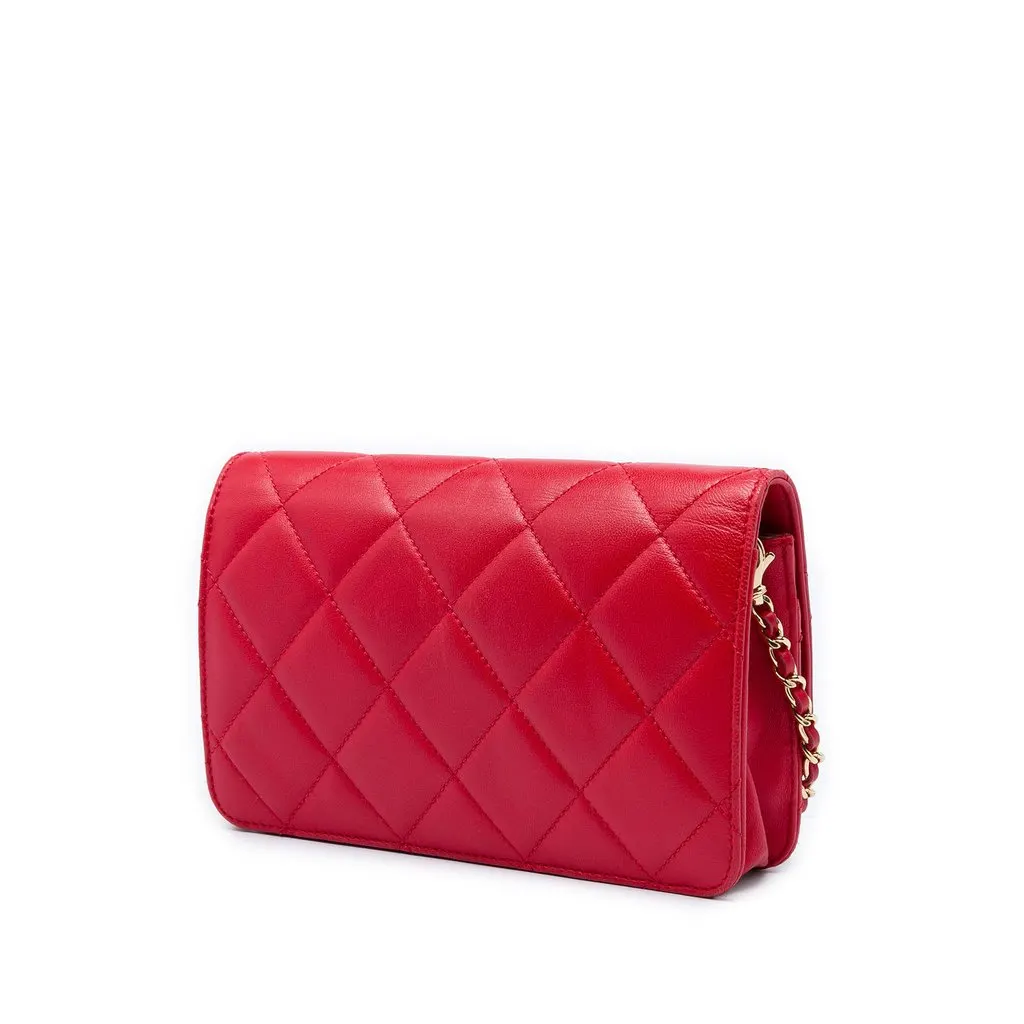 Chanel Medium Quilted Lambskin Golden Class Flap Red Leather Very good - Back View