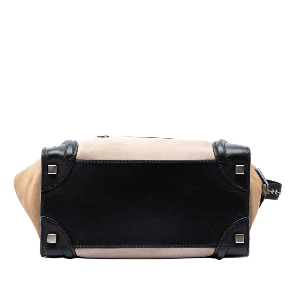Celine Micro Tricolor Calfskin and Suede Luggage Tote White Leather Very good - Inside View