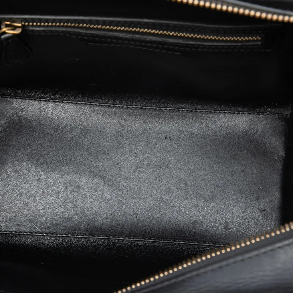 Celine Micro Tricolor Calfskin and Suede Luggage Tote White Leather Very good - Model View