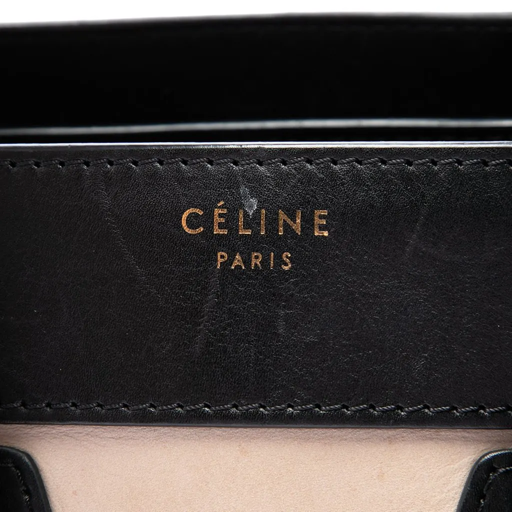 Celine Micro Tricolor Calfskin and Suede Luggage Tote White Leather Very good - Box View