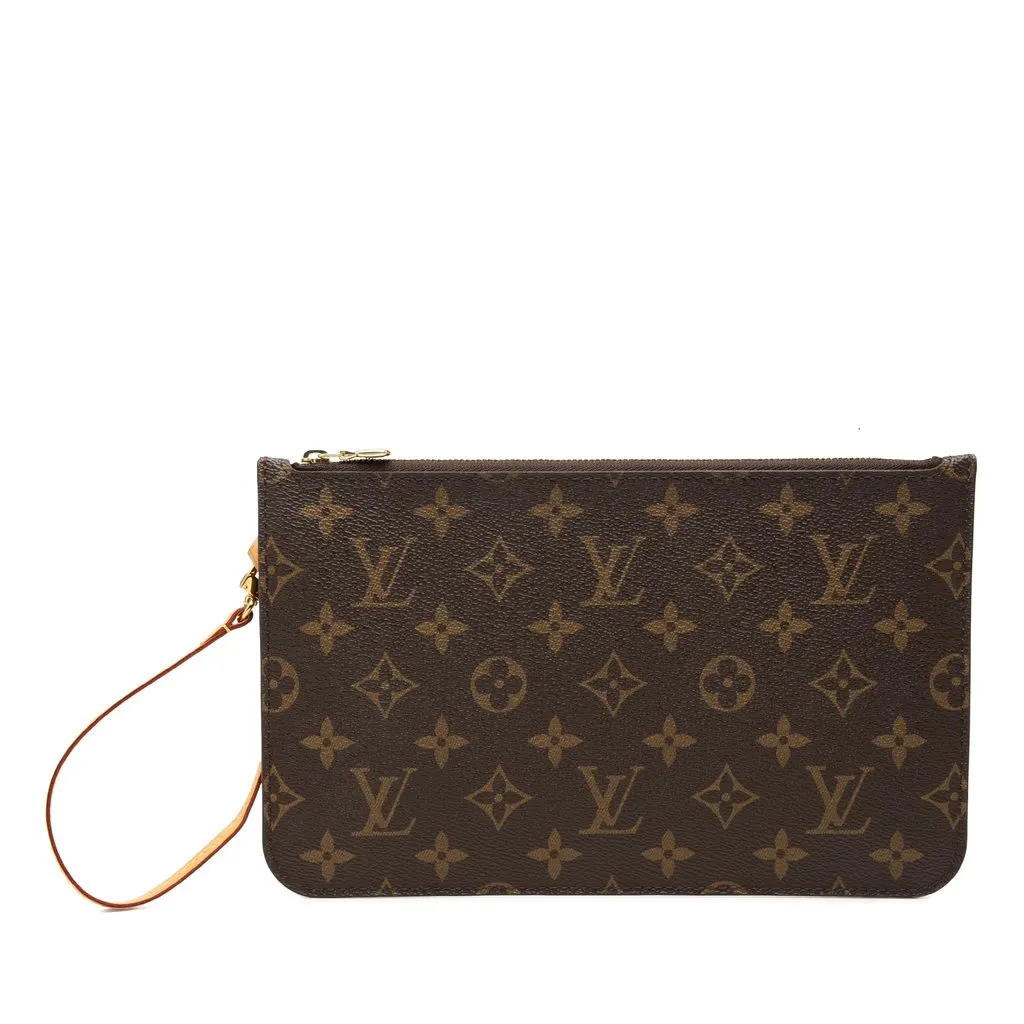 Louis Vuitton Monogram Neverfull MM Pouch Brown Canvas Very good - Front View
