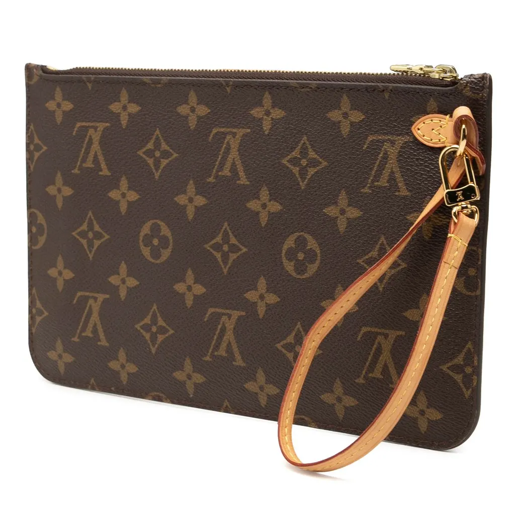 Louis Vuitton Monogram Neverfull MM Pouch Brown Canvas Very good - Back View