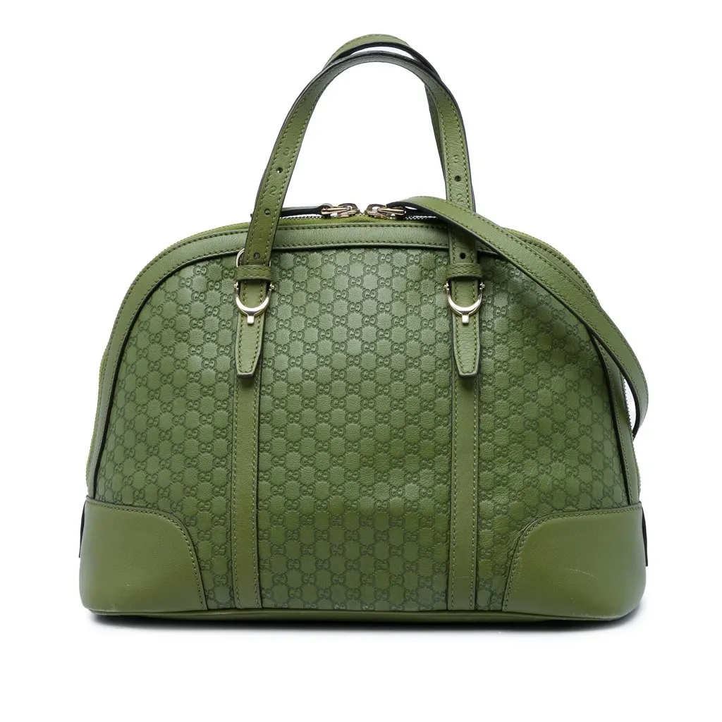 Gucci Small Microguccissima Nice Dome Satchel Green Leather Very good - Front View