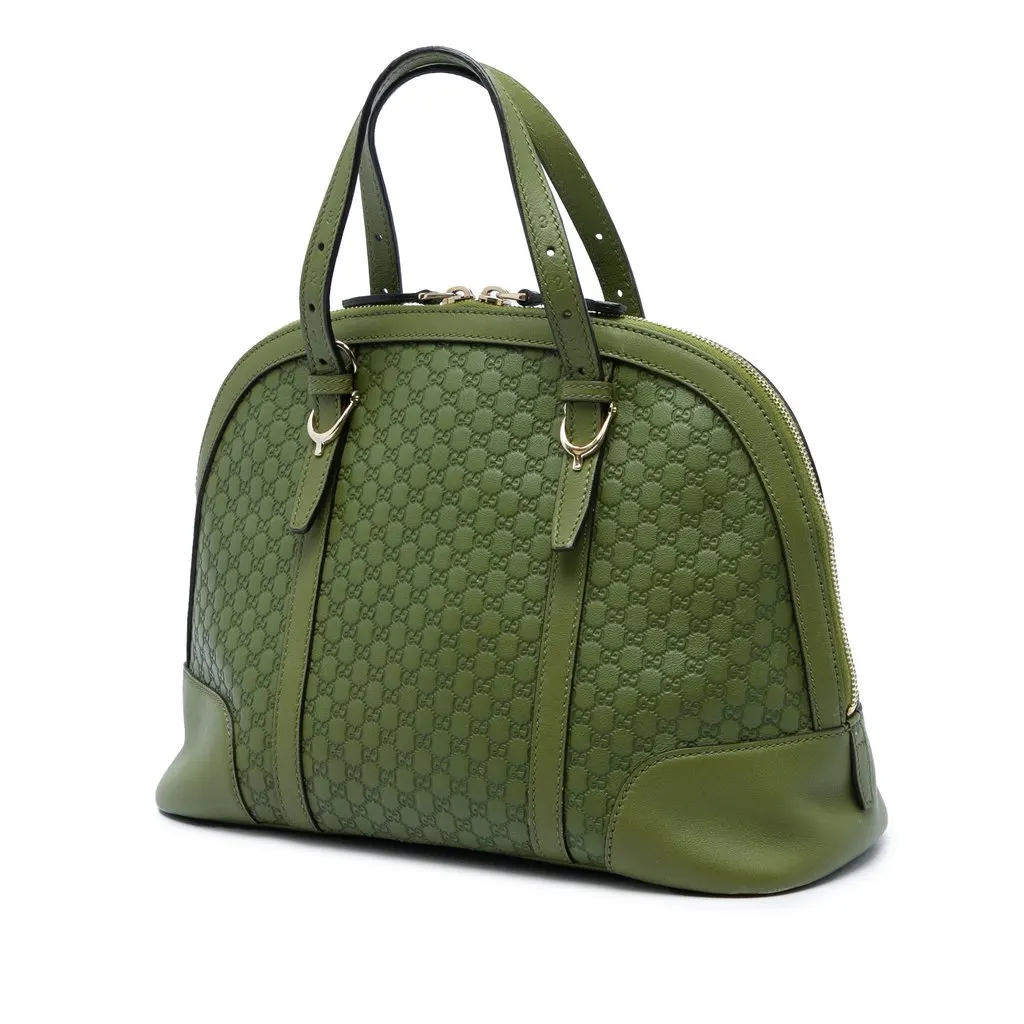 Gucci Small Microguccissima Nice Dome Satchel Green Leather Very good - Back View