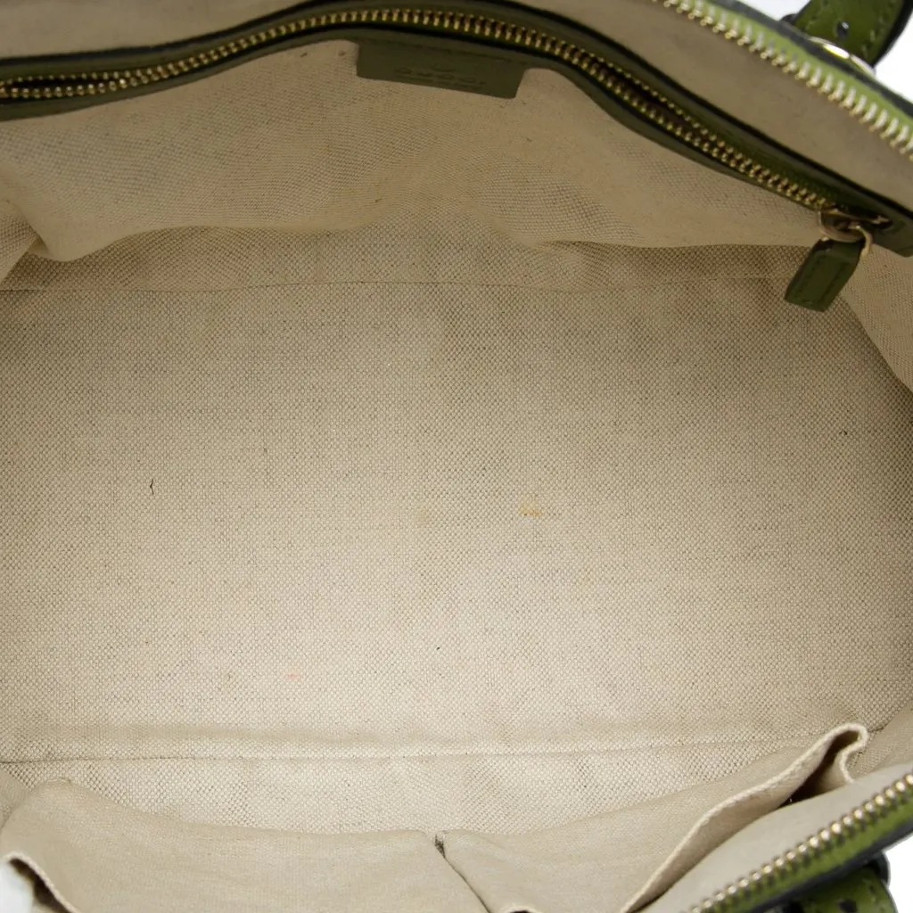 Gucci Small Microguccissima Nice Dome Satchel Green Leather Very good - Model View