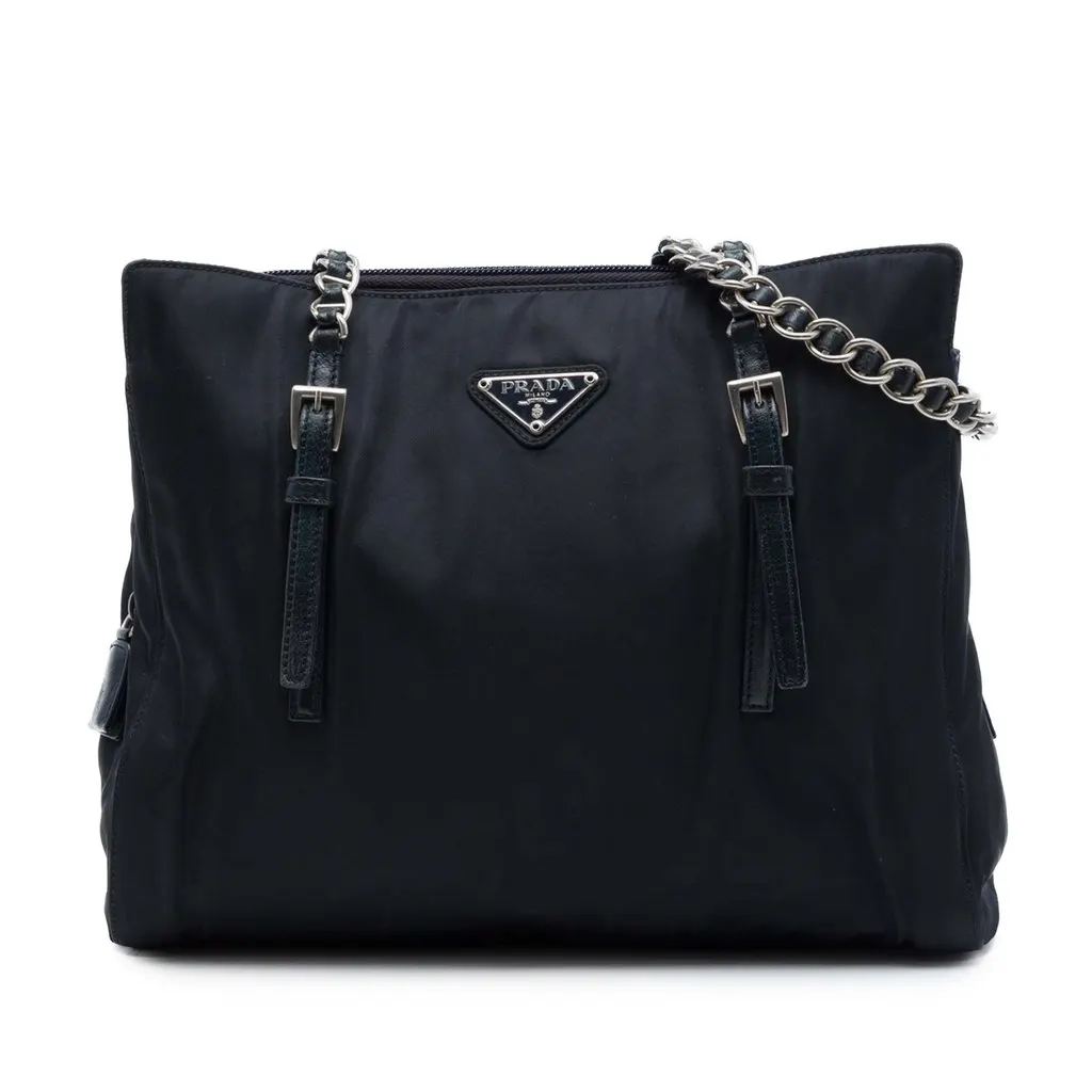 Prada Tessuto Chain Tote Black Very good - Front View