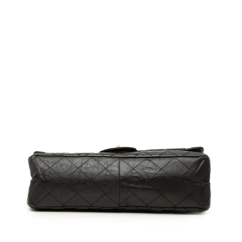 Chanel Quilted Aged Calfskin Reissue 2.55 Double Flap 227 Black Leather Good - Inside View