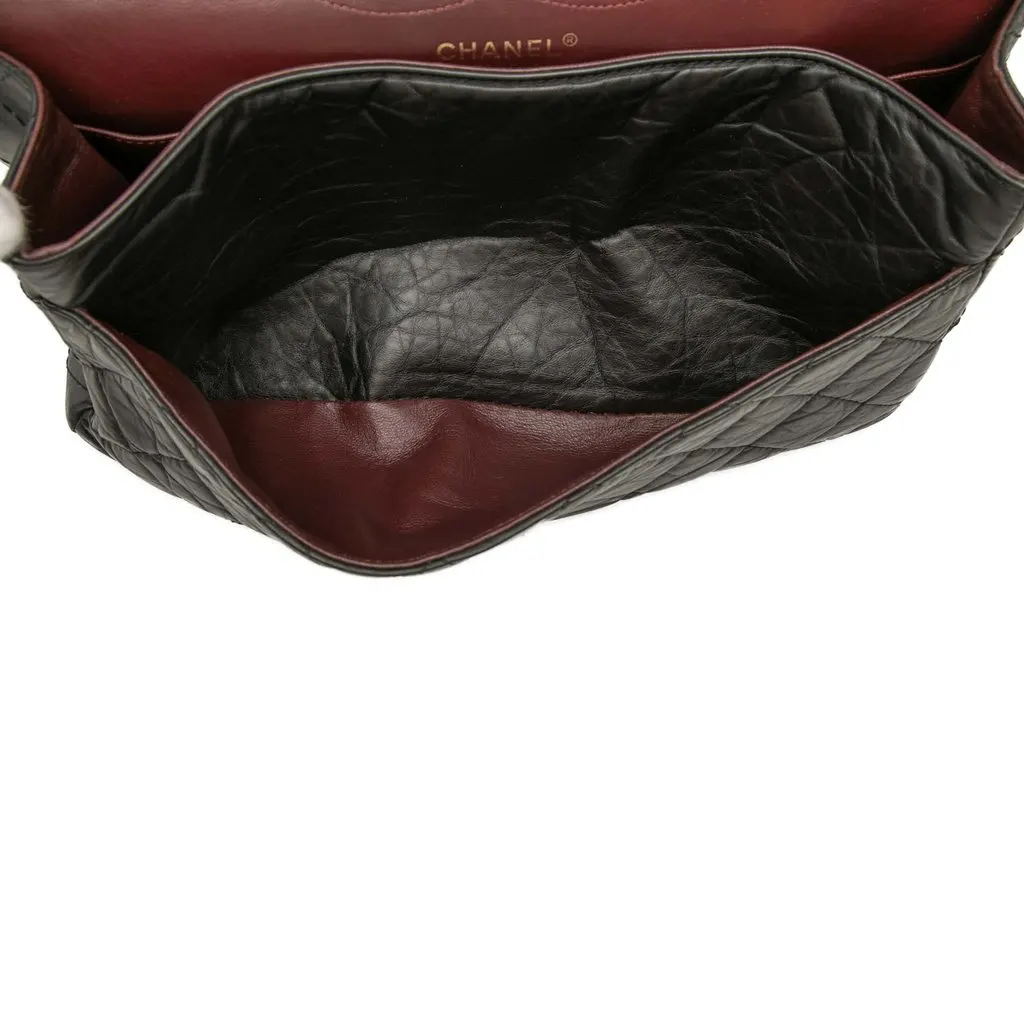 Chanel Quilted Aged Calfskin Reissue 2.55 Double Flap 227 Black Leather Good - Model View