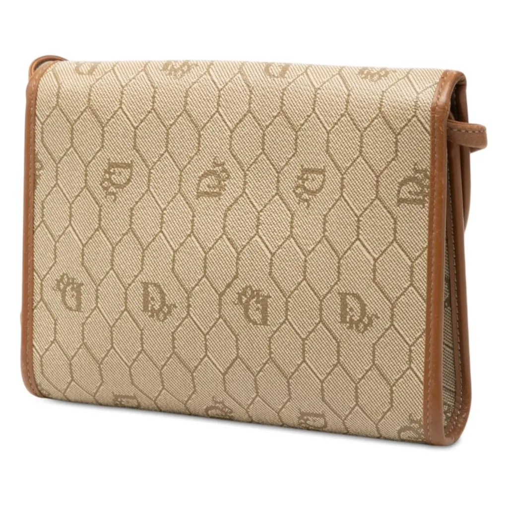 Dior Honeycomb Coated Canvas Crossbody Beige Canvas Very good - Back View