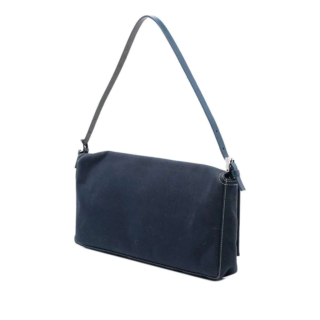 Fendi Canvas FF Marble Baguette Shoulder Bag Blue Very good - Back View