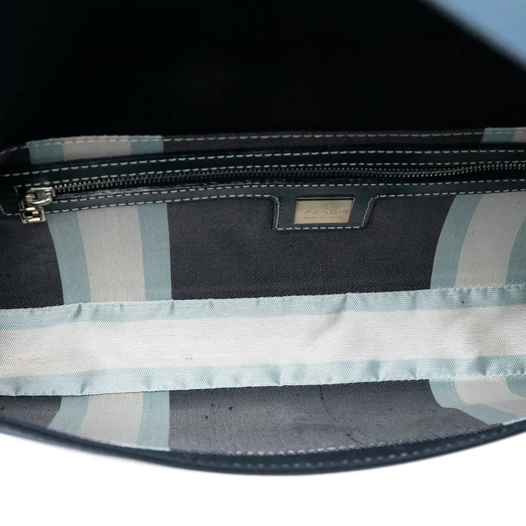 Fendi Canvas FF Marble Baguette Shoulder Bag Blue Very good - Model View