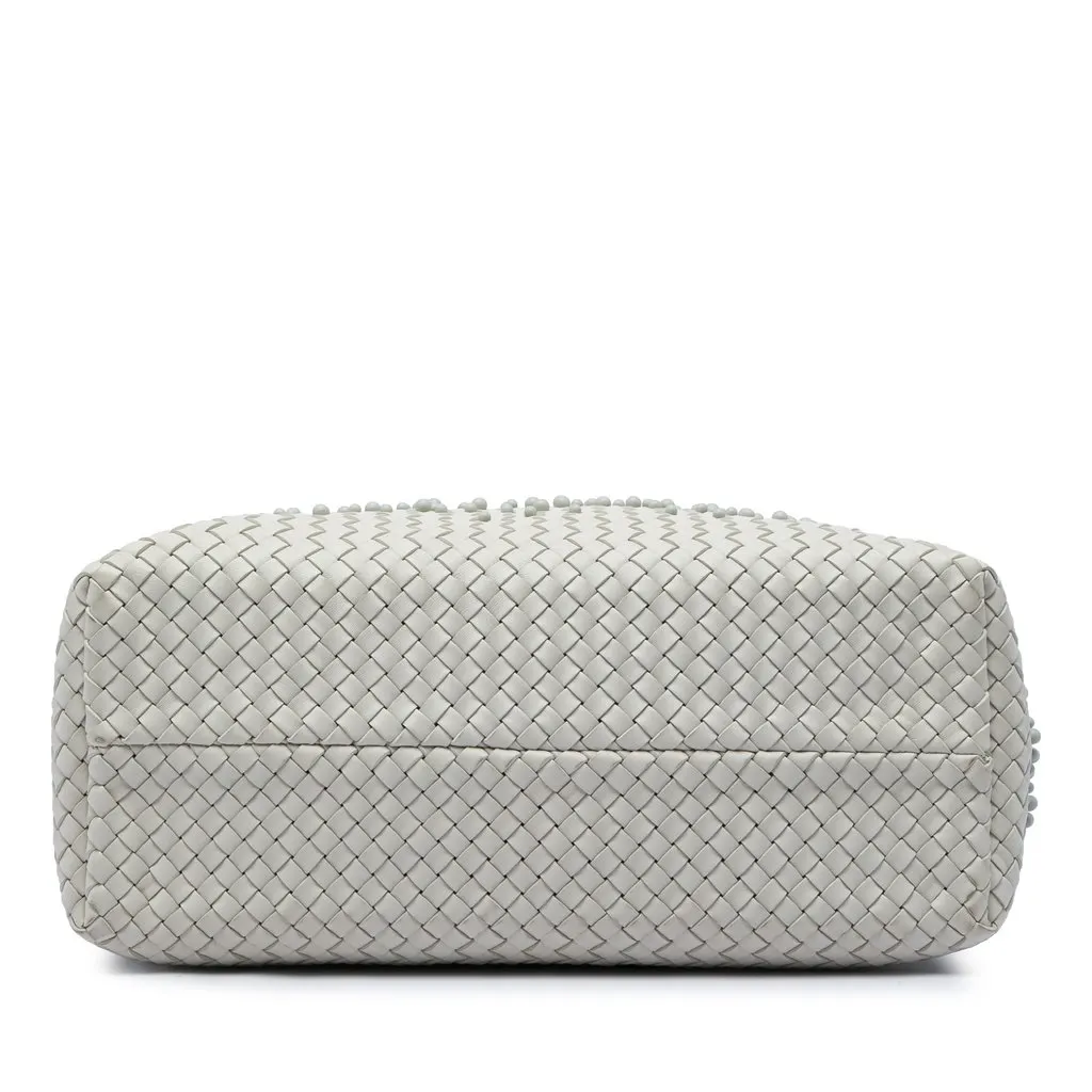 Bottega Veneta Limited Edition Medium Lambskin Intreccio Mist Spheres Cabat Tote White Leather Very good - Inside View