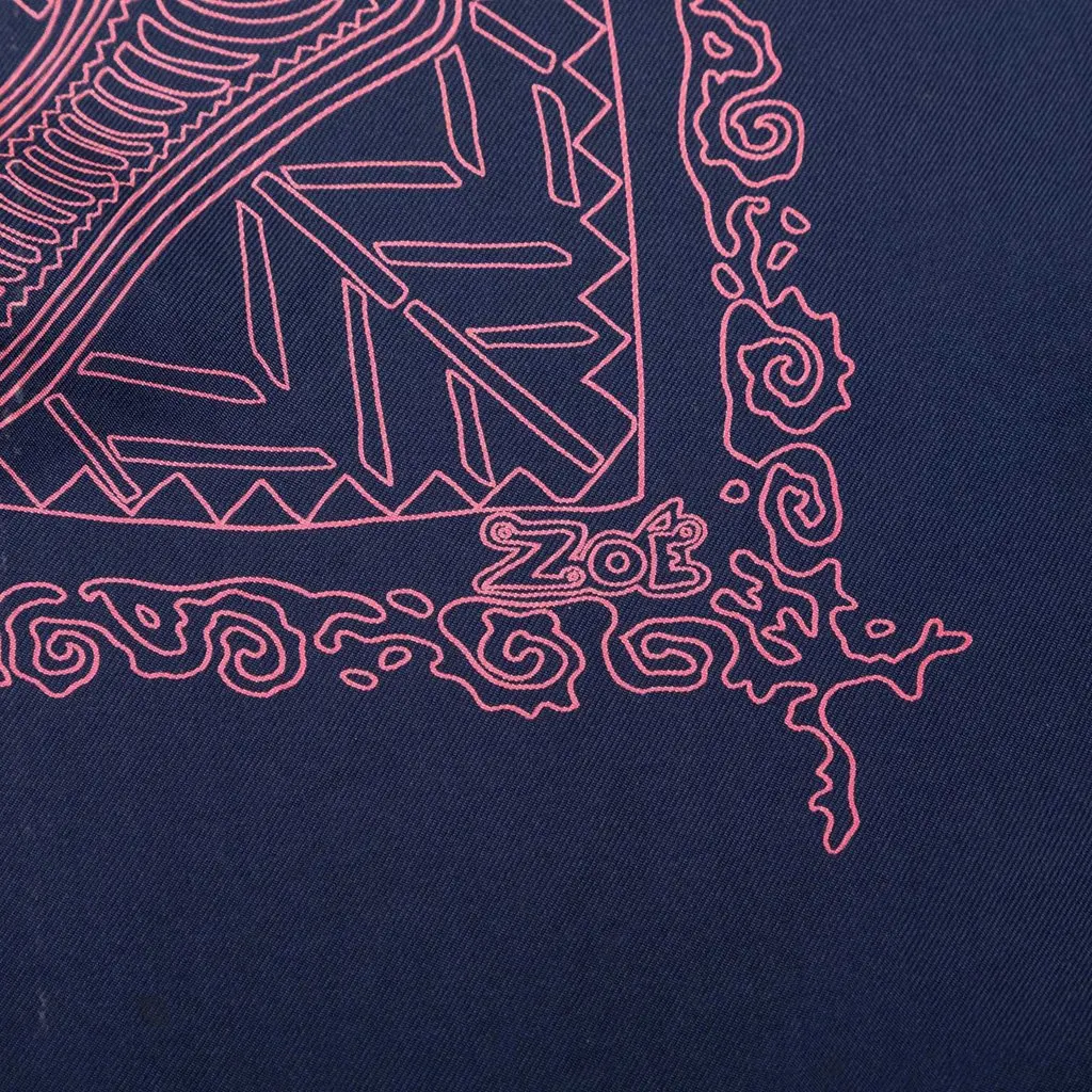 Hermès Legende Kuna Peuple de Panama Silk Scarf 90 Blue Very good - Box View