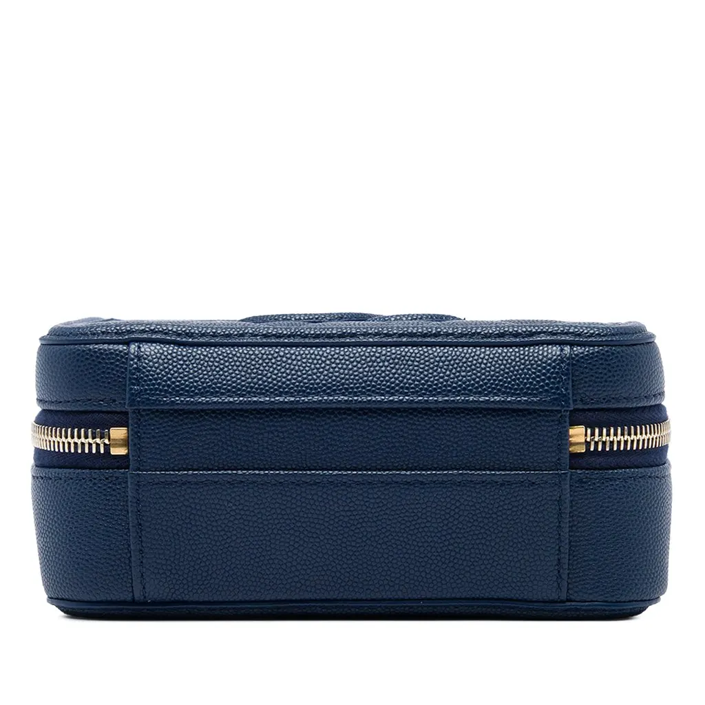 Chanel Small Caviar CC Filigree Vanity Case Blue Leather Very good - Inside View