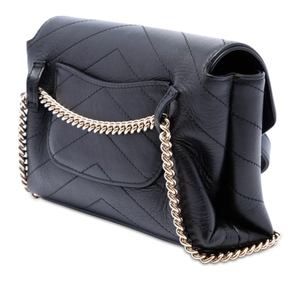 Chanel Chevron Calfskin Stitched Coco Belt Bag Black Leather Very good - Back View