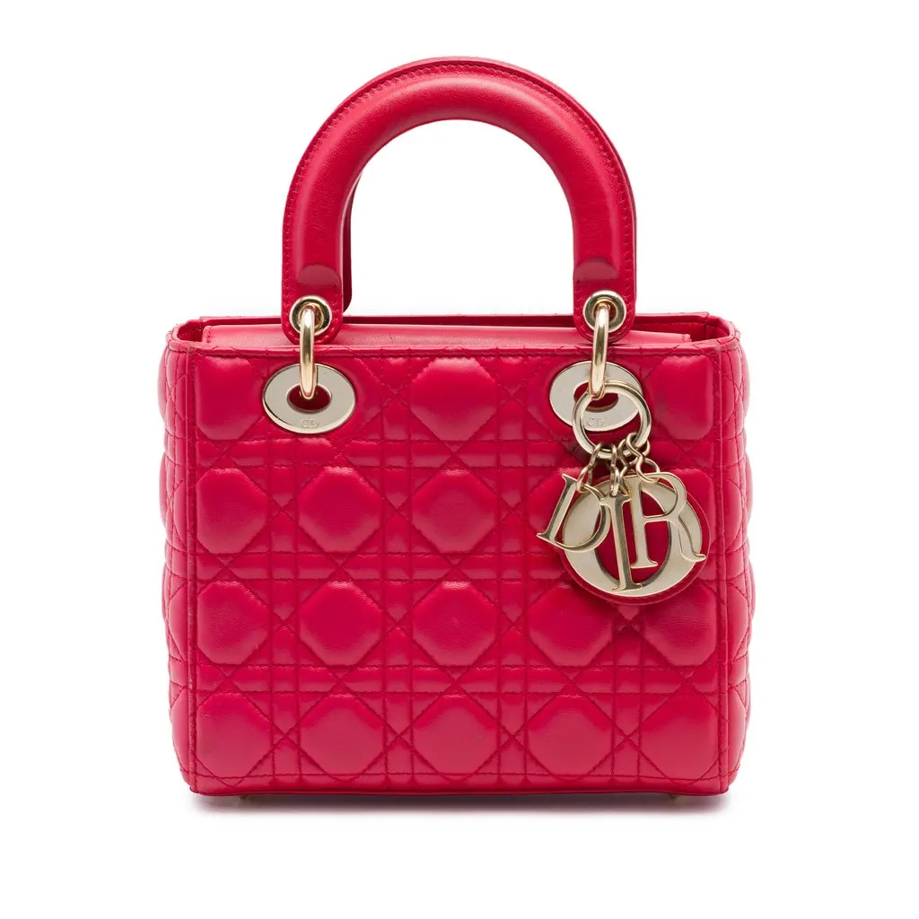 Dior Small Lambskin Cannage My ABCDior Lady Dior Red Leather Very good - Front View