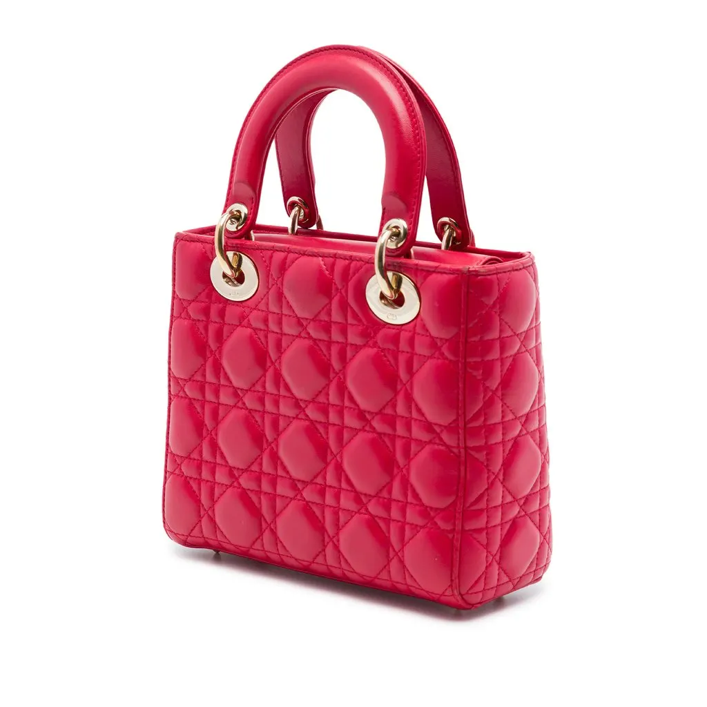 Dior Small Lambskin Cannage My ABCDior Lady Dior Red Leather Very good - Back View