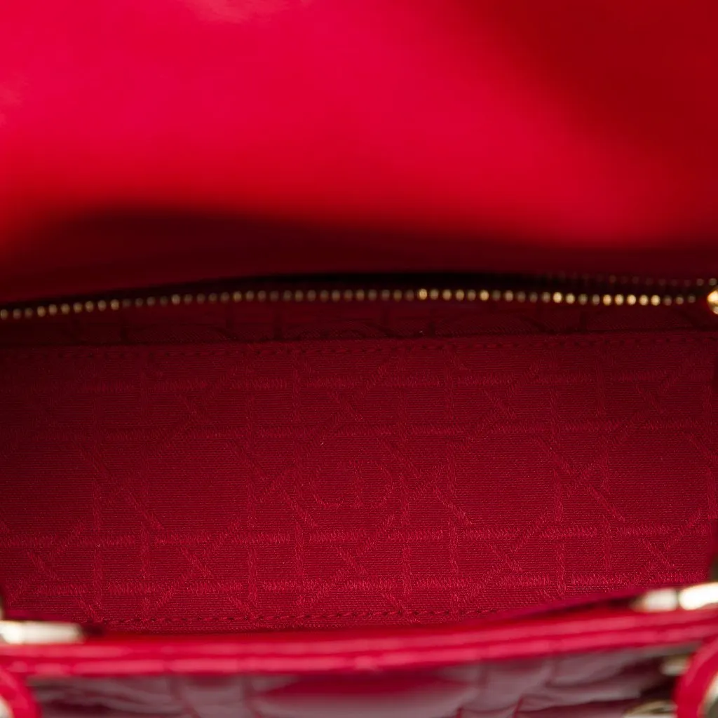 Dior Small Lambskin Cannage My ABCDior Lady Dior Red Leather Very good - Model View