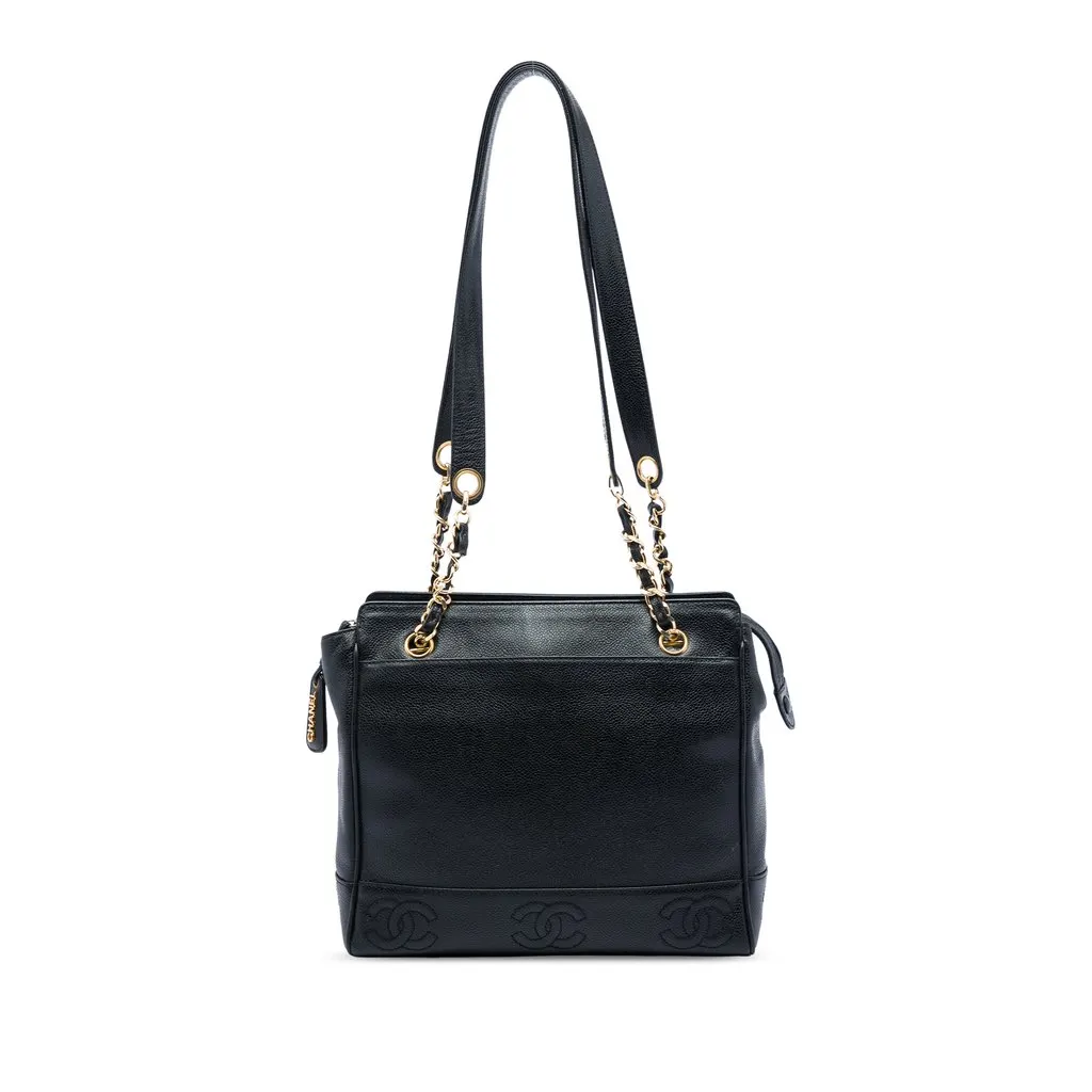 Chanel Triple CC Caviar Tote Black Leather Very good - Front View