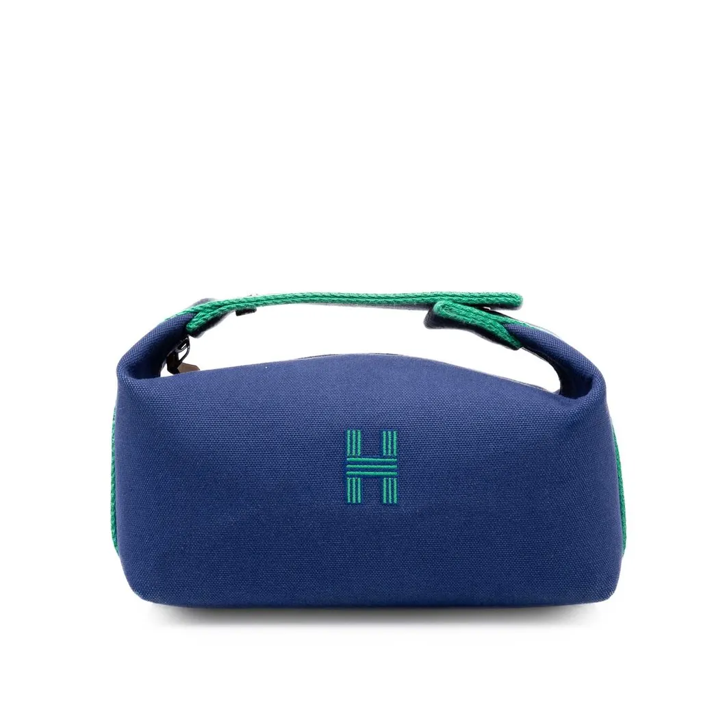 Hermès Small Toile Bride A Brac Case Blue Canvas Very good - Front View