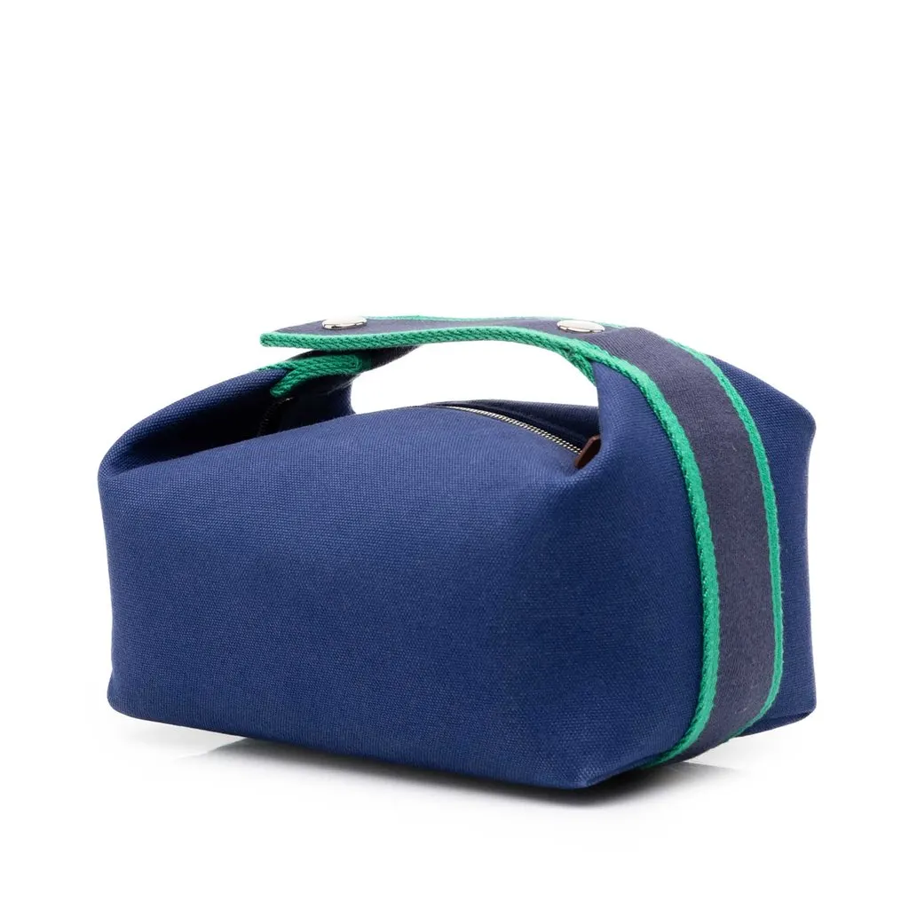 Hermès Small Toile Bride A Brac Case Blue Canvas Very good - Back View