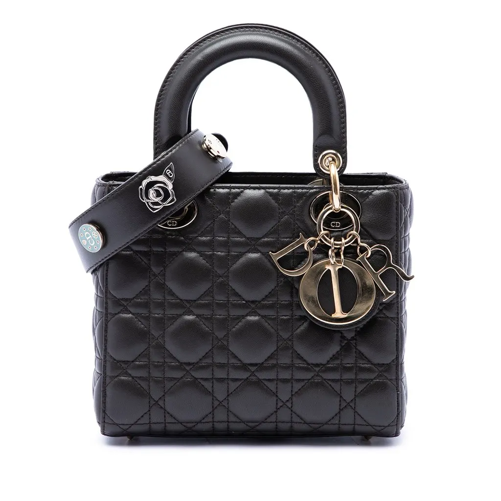 Dior Small Lambskin Cannage My ABCDior Lady Dior Black Leather Very good - Front View