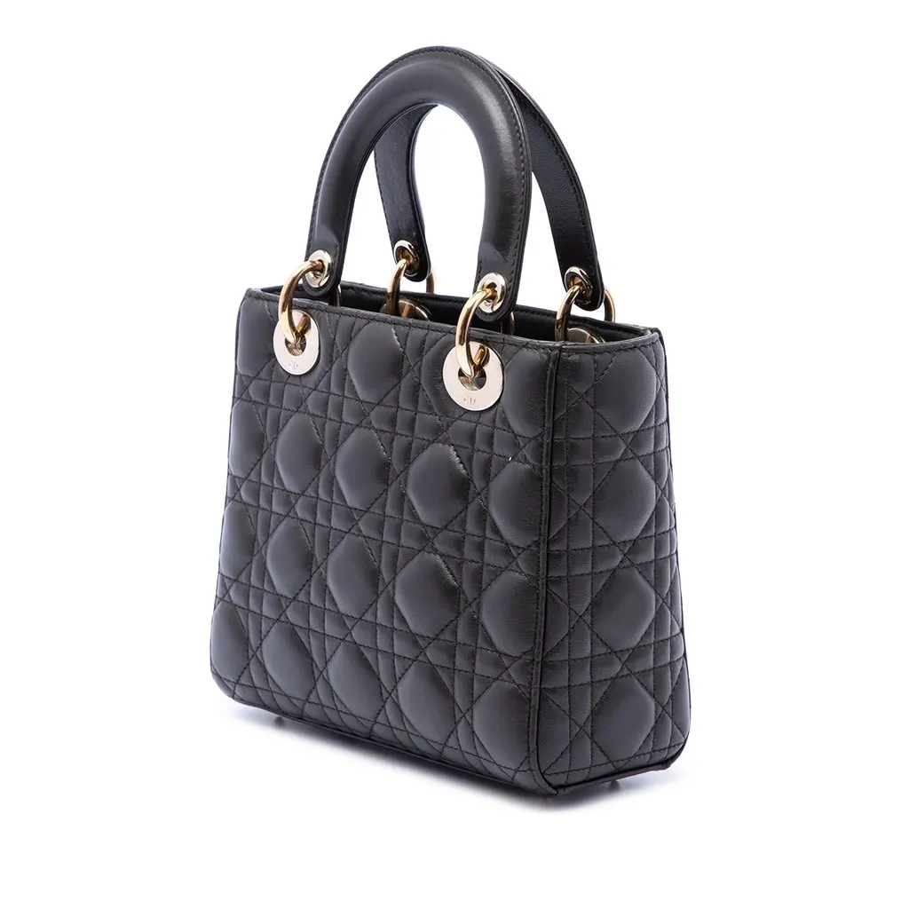 Dior Small Lambskin Cannage My ABCDior Lady Dior Black Leather Very good - Back View