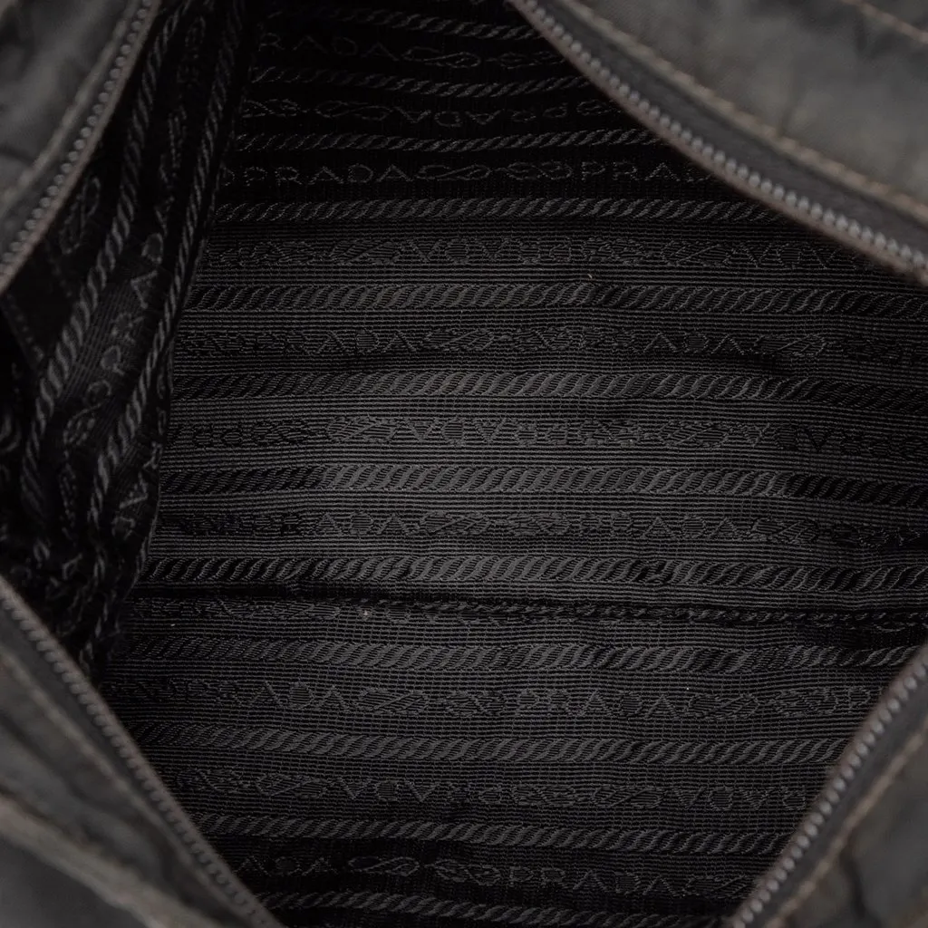 Prada Tessuto Zip Top Crossbody Black Very good - Model View