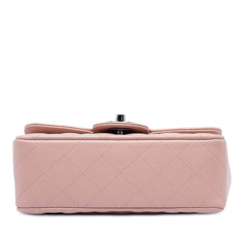 Chanel Mini Rectangular Classic Caviar Single Flap Pink Leather Very good - Inside View