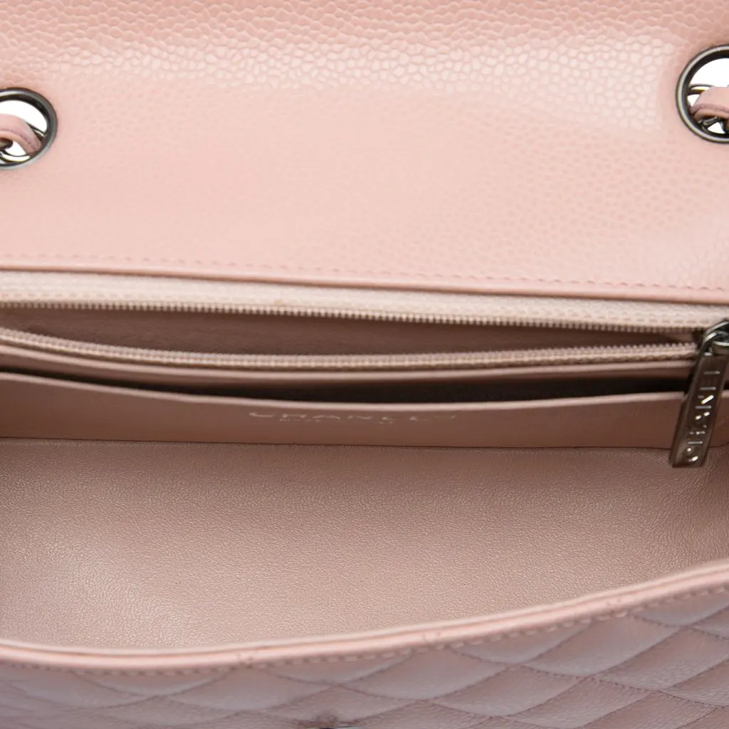 Chanel Mini Rectangular Classic Caviar Single Flap Pink Leather Very good - Model View