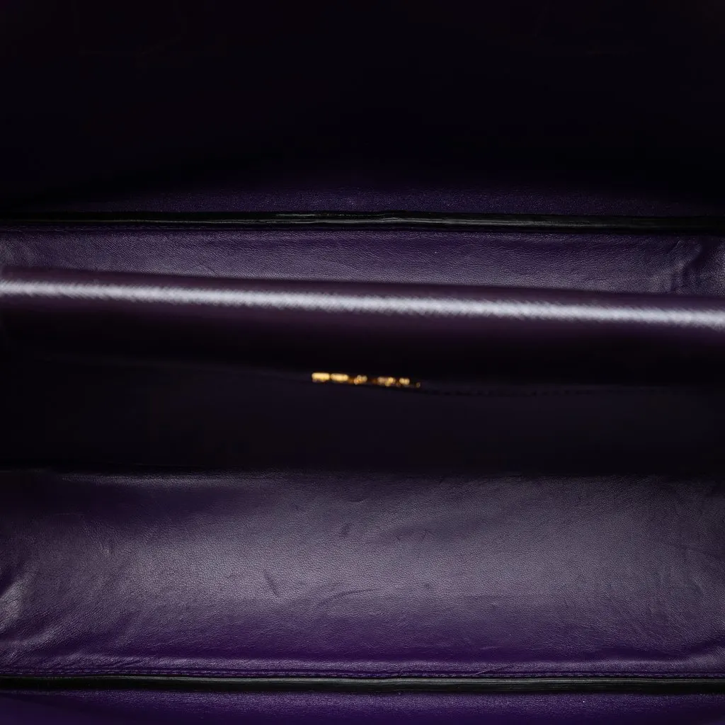 Prada Medium Saffiano Cuir Double Satchel Purple Leather Very good - Model View